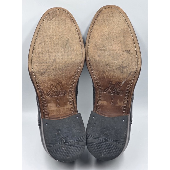 Johnston Murphy J&M 1850 Hughes Wingtip Oxford Black Leather Size 8M Italy main image 5
